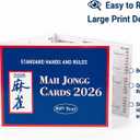 2025 Mah Jong Cards Office Revision, Large Print American Mahjong Card, Official Hands and Rules for American Mahjong, Easy-to-Read Guide Set for Beginners & Seniors, 4 PCS, BLUE