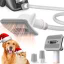 Afloia Dog Brush Vacuum Attachment - Pet Grooming Tool for Dogs & Cats (Vacuum Not Included), Compatible with 1-1.5" Round Port Vacuums (Dyson,Bissell,Eureka,Dirt Devil), with Extension Hose (White) (Medium)