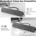SOULION R50 Bluetooth Computer Speakers, 3.5mm PC Sound Bar for Desktop Monitor, Wired USB Powered & Colorful LED Lights with Switch Button, Surround Sound Soundbar PC Spearkers for Computer