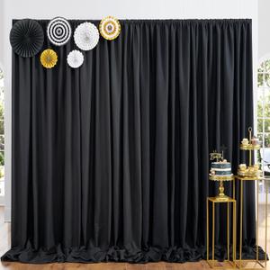 10x10 ft Black Backdrop Curtain Panels for Parties, Thick Polyester Wedding Backdrop Drapes for Birthday Photography Background Party Backdrop Home Decorations