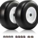 13x5.00-6 Flat Free Lawn Mower Tire, 13x5-6 Zero Turn Mower Front Tires, 13x5x6 Solid Lawn Mower Tires for Residential and Commercial, with 1/2" 3/4" 5/8" Bearings, 3.25"-6.85" Centered Hub, 2 Pack (White)