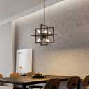 Yiisem Modern Small Black Chandelier, 8-Light Farmhouse Geometric Pendant Lighting Fixtures, Industrial Lantern Hanging Chandelier for Kitchen, Dining Room, Foyer, Entryway