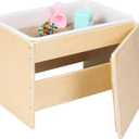 Wooden Sand and Water Table with Lid and White Plastic Bin for Toddler, Learning Tray for Picnic, Classroom and Backyard, Ages 3-5