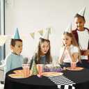 Oudain 3 Pcs Cars Birthday Party Supplies Racing Party Decorations Round Racing Tablecloth Checkered Flag Table Covers Road Plastic Table Cloth, 1950s Disco Dancing Party Tablecloth (Black)