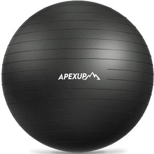 APEXUP Yoga Ball Exercise Ball, Anti Slip Stability Ball Chair, Heavy Duty Large Gym Ball for Fitness, Balance, Core Workout and Physical Therapy (XL (27"~30") 75cm, Black)