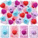 28-Pack Heart-Shaped Stress Relief Balls with Cards - Kids' Valentine Party Favors, Gifts, School Supplies