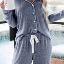 Aamikast Women's Pajama Sets Long Sleeve Button Down Sleepwear Nightwear Soft Pjs Lounge Sets (XXL)