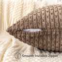 UGASA Soft Corduroy Decorative Pillow Cover 12x20 Inch Boho Striped Oblong Throw Pillow Cover Modern Home Decor for Sofa Living Room Couch Bed Light Brown, 1 Piece