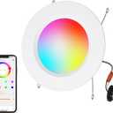 5/6 Inch Smart LED Recessed Light Compatible with Alexa 1Pack,13W1050LM,2700K-6000K,RGB LED Can Light,Retrofit Recessed Lighting,for Living Room,Bedroom,Kitchen