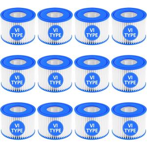 12 Pack Type VI Hot Tub Filter Cartridge Compatible with Lay-Z-Spa, Coleman SaluSpa 90352E 58323 90427E