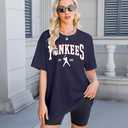 Game Day Shirt Baseball Shirts Women Oversized Baseball Team Graphic Tshirt Baseball Fan Shirt Casual Short Sleeve Tee Tops (Blue, S)