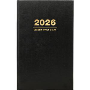 2026 Professional Hardcover Daily Diary Journal and Planner, 8"x12.5" (Black)
