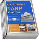 EEATUZTL Tarps Heavy Duty Waterproof 8x10FT,12 Mil Silver Waterproof Tarps for Outdoors with Grommets Reinforced Edges, UV Resistant, Tear&Fade Resistant, Small Cover for Under Tent Roof, 8 * 10FT