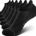 CS CELERSPORT 6 Pack Women's Ankle Running Socks Cushioned Low Cut Tab Athletic Socks, Black, Small