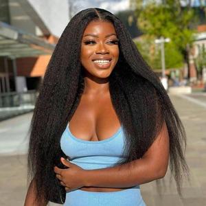 Prosa Kinky Curly Half Wig, 3-in-1 Synthetic Hair with Drawstring Headband, Clip-in Glueless Seamless Flip Over Design, Color 1B, for Women (20inch KST)