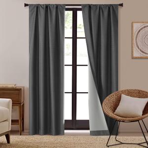 Dearfoams Energy Efficient Total Blackout Curtain Window Panel Set of 2, 37" x 63" Black