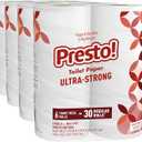 Presto! 2-Ply Ultra-Strong Toilet Paper, 24 Mega Rolls Toilet Paper = 120 regular rolls, 308 Sheet (Pack of 24), Unscented
