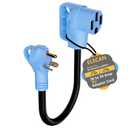 Elecan 30 Amp to 50 Amp RV Adapter Cord 1 Ft, NEMA TT-30P to 14-50R Power Converter Plug for RV Camper Trailer Outdoor, STW 10/3 AWG 125V 3750W,Handle Grip,Tight Fit,ETL-Blue-12 Inch