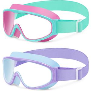 Vvinca Kids Goggles with Comfort Fabric Strap, Kids Swim Goggles Wide View Anti-Fog/UV No Leaking Swimming Goggles for 3-14