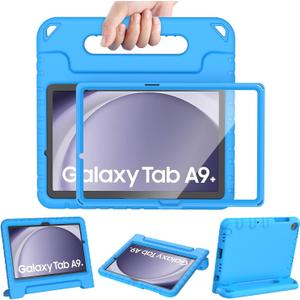 AVAWO Shockproof Kids Case for Samsung Galaxy Tab A9+ Plus 11 inch with Built-in Screen Protector, Blue