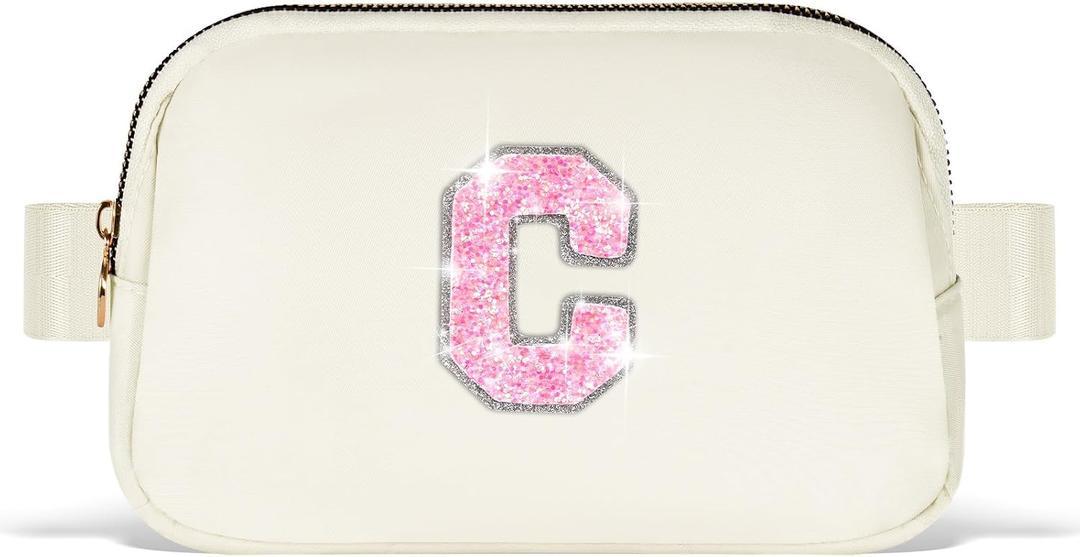 Uygafly Customized Gifts for Mom Daughter Sister Her,Birthday Gift for Mom,Mom Gifts from Daughter,Mother in Law Gifts,Mama Gift Idea,Crossbody Bag Belt Bag | Cream,Initial C
