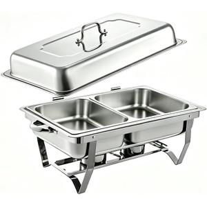 Stainless Steel Chafing Dish Foldable Food Warmer, 2lattices Fuel Holder Included, Food Warmer, 24.8"L x 14.17"W x 10.83"H