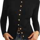 PRETTYGARDEN Womens 2026 Fall Cardigan Sweaters Lightweight Long Sleeve Button up Ribbed Knit Tops Winter Fashion Clothes (Large, Black)