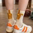 2 x 6 Pairs Cat Socks with Balls, 3D Cute Novelty Funny Animal Socks with Pompoms, Hilarious Soft Puffy Cartoon Kitten Sock Christmas Birthday Gifts for Cat Owners