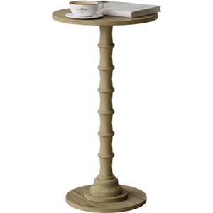 Leomonio Round Side Table, Modern Drink Table for Small Spaces, Small End Table with Solid Wood Leg for Living Room, Bedroom, Corners, and Office (Grey Oak)