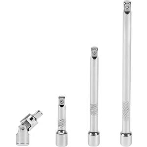 3/8 Inch Drive Extension Bar Set, Socket Extension Set Include 3, 6, and 10 Inch Extensions and 3/8 Inch Drive Universal Joint Sockets, 4 Piece Set