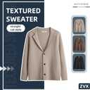New Sweater V-Neck Solid Color Cardigan Sweater Men's Lazy Style Jacket Clip (Beige, L)