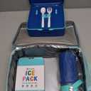 Fimibuke Kids Bento Lunch Box with 4 Compartments, Insulated lunch Bag, Stainless Steel Insulated Water Bottle, Ice Pack & Utensils Set, Birthday Gifts for Ages 3-12 Back to School Toddler Girls Boys (A8. Nautica Blue)