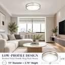 13inch LED Flush Mount Ceiling Light Fixture 5CCT Brushed Nickel