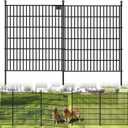 Toolterritary 10 Panels No Dig Garden Fence with Gate, 32 in(H) X24.2 ft(L) Metal Fence Panels, Thickened Rustproof Garden Fencing, Animal Barrier Fence for Dogs, Rabbits, and Patio
