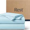 REST Evercool+ Cooling Sheet Set, Cali King Size, Light Blue, Breathable Bed Sheets for Hot Sleeper and Night Sweats, with Pillowcases, with Ionic+ Self-Cleaning Silver Yarn for Sensitive Skin, 4PCS