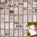 Yazhiji 36 PCS Journal Stencils, Planner Stencils for Junk Journal Notebook Diary Scrapbook DIY Drawing Template Journal Stencil 4x7 Inch