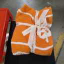 SOCHOW Fall Decor Jacquard Throw Blanket, Fuzzy Soft Warm Pumpkin Maple Leaves Plaid Autumn Checkered Blanket for Couch, Sofa and Bed, 50 x 60 Inches, Orange/White