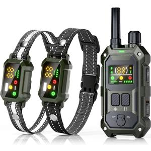 BLACKDOG Military Dog Shock Collar 2 Dogs (5-150lbs) - 4200ft Dog Training Collar with Remote, 4 Training Modes, Flashlight&Strobe, 90-Day Battery, IP67 Waterproof Dog E Collar for All Breeds (Green)