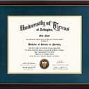 GraduationMall 11x14 Diploma Frame with Navy over Gold Mat or Display 15x18 Certificate without Mat,Solid Wood & Tempered Glass,Cherry Finish with Gold Trim