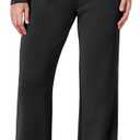 ODODOS Women's Modal Soft Wide Leg Pants with Pockets Adjustable Shockcord High Waist Casual Lounge Pants 29" Inseam (Large, Black)