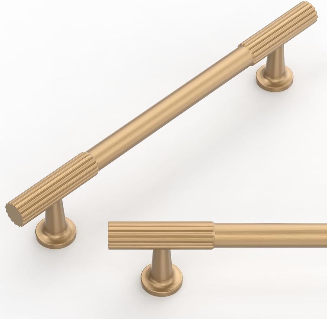 10 Pack Champagne Bronze Cabinet Pulls 5 Inch(128mm) Kitchen Cabinet Handles Cabinet Hardware for Drawer Pulls (5" Hole Center)