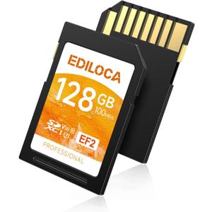 SD Card 128GB UHS-I SD Card UHS-I Memory Card Fast Storage Read Speed 100MB/s Write Speed 45MB/s C10, U3, V30, Full-HD & 4K Video, Must-Have for Professional Photographers-EF2