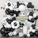 TAOYE Soccer Balloon Garland Arch Kit, 22 18 12 10 5 Inch Black White Football Print Balloons Arch Kit with 4D Football Foil Balloons Football Helium Balloon for Birthday Soccer Football Club Party