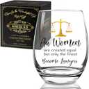 Women in Law Wine Glass - "All Women Are Created Equal But Only The Finest Become Lawyers" Engraved Funny Gift for Female Attorneys, Birthday Graduation -307