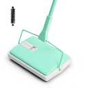 Eyliden X-Large Carpet Sweeper - Quiet Manual Sweeper for Carpets & Rugs | 1 Extra Refill Roller Brush | Non-Electric, Hand Push, Quietly Cleans Debris and Messes, Restaurant Roller Broom (Mint)
