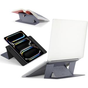 MOFT Invisible Laptop Stand for Desk, Stick-Free Tablet and Computer Stand with Dual-Angle, Foldable&Portable Laptop Riser Holder, Fits 13"+ Tablets & 15"+ Laptops, Space Gray (Non-Adhesive Version)