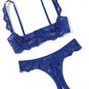 Avidlove Sexy Lingerie Set for Women Underwire Push Up Lace 2 Piece Lingerie Bra and Panty Sets Navy Blue S