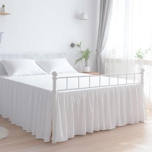 Premium Microfiber Queen Ruffled Bed Skirt, 21 Drop with Split Corners, Soft Wrinkle Free Bedskirt with Platform, Solid White Dust Ruffle for 60" x 80" Mattress