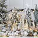 Sea Team 21-Pack Christmas Ball Ornaments with Strings, 80mm/3.15-Inch Large Size Baubles, Shatterproof Plastic Christmas Bulbs, Hanging Decorations for Xmas Tree, Holiday, Wedding, Party, Champagne