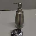 Gaussra Soap Dispenser with Coaster and Stickers, Brushed Nickel Stainless Steel Case Glass Liner Hand Pump Dispenser, Refillable Liquid Hand Soap Dispenser for Bathroom & Kitchen (11OZ / 320ML)